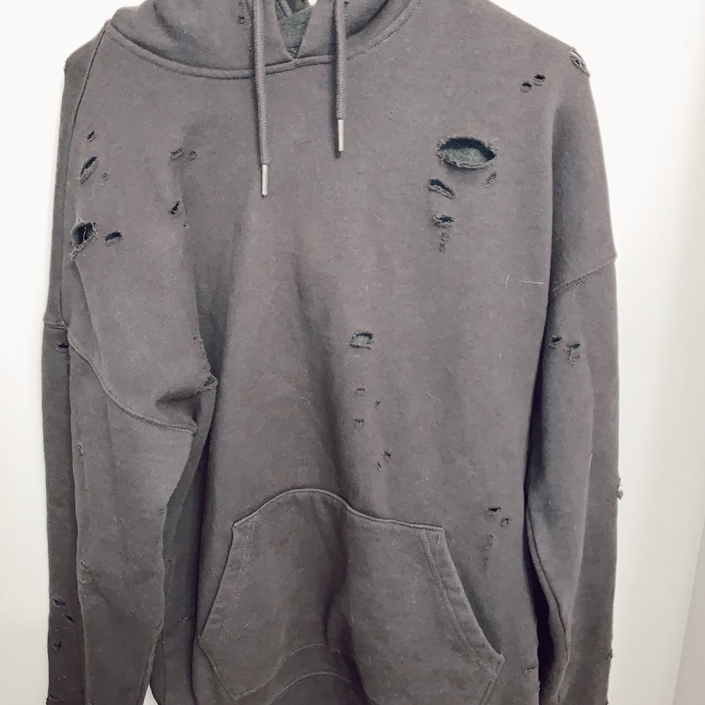 black ripped boyfriend hoodie